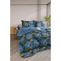 ETE HOMETEX ÇİFT KİŞİLİK LÜX WELSOFT YORGAN SETİ 195X215CM MONESTERA İNDİGO 8696474231953